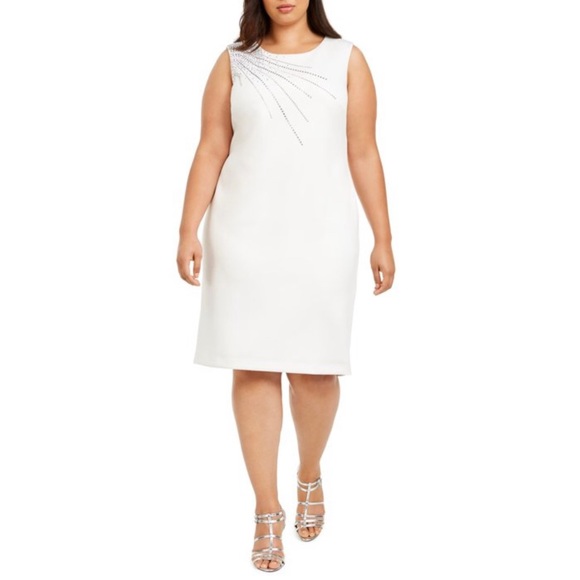 Calvin Klein Dresses & Skirts - Calvin Klein Women’s Sleeveless Sheath with Shoulder Embellishment Plus Size 16W